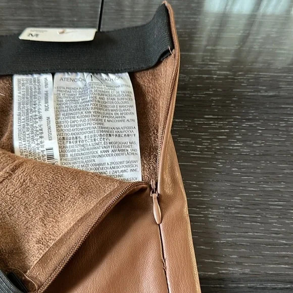 Zara High Rise Faux Leather Leggings Pants Brown. New with tags. Size M / 28